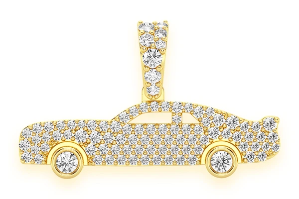Muscle Car Diamond Pendant 14k Solid Gold 0.60ctw