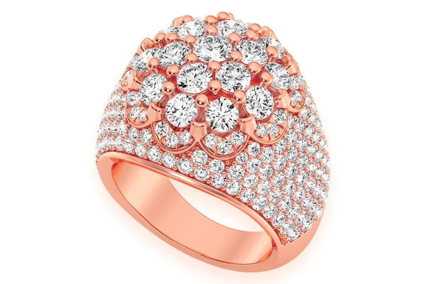 Pom Pom Diamond Ring 14k Solid Gold 3.50ctw