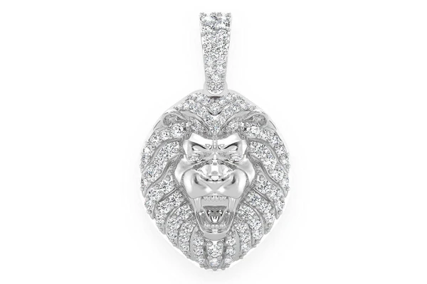 Lion Head Diamond Pendant 14k Solid Gold .50ctw