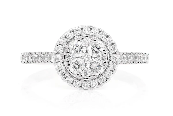 Round Mosaic Halo Diamond Ring 14k Solid Gold 0.70ctw