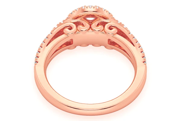 0.75ctw - Round Two Tier Halo - Diamond Engagement Ring - All Natural