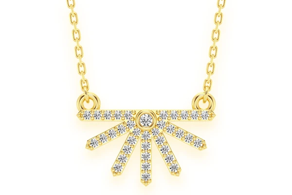 Half Geometric Sun Pendant Pendant 14k Yellow Gold 0.14ctw