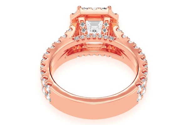 Sphinx - 2.00ct Emerald Cut Solitaire - Halo Split Shank - Diamond Engagement Ring - All Natural Vs Diamonds