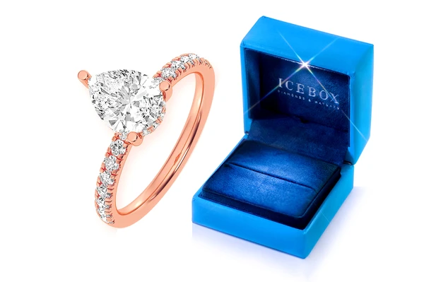 Thinn - 1.50ct Pear Solitaire -one Row Under Halo - Diamond Engagement Ring - All Natural