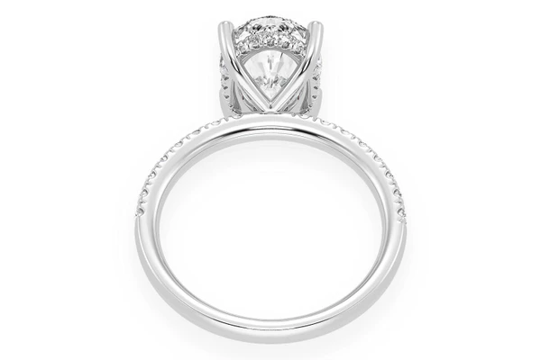 Thinn - 3.00ct Oval Solitaire - One Row Under Halo - Diamond Engagement Ring - All Natural Vs Diamonds