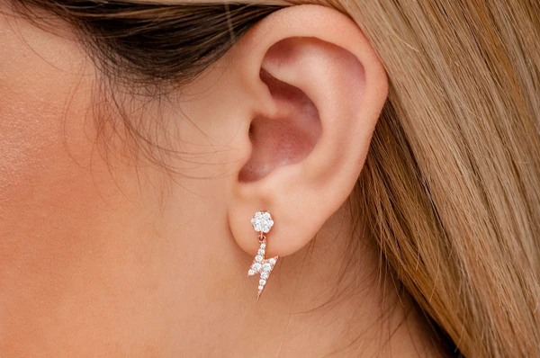 Lightning Bolt Stud Dangling Diamond Earrings 14k Solid Gold 0.50ctw