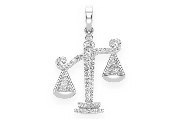 Balance Libra Scale Diamond Pendant 14k Solid Gold 0.66ctw