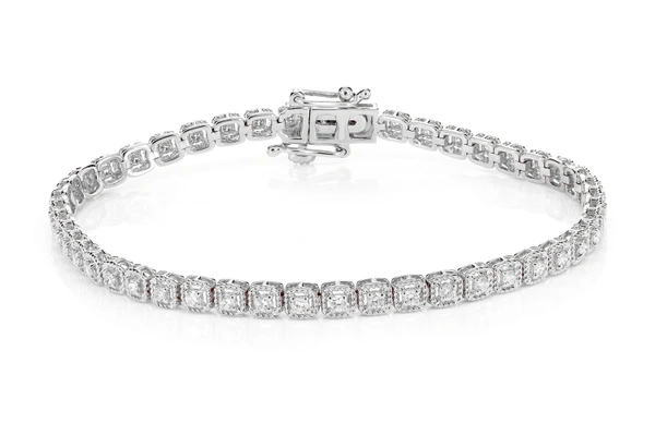 Square Rope Link Diamond Bracelet 14k Solid Gold 1.10ctw