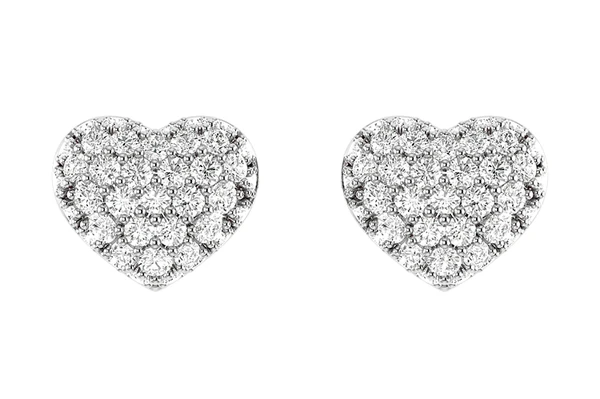 Bubbly Diamond Heart Stud Earrings 14k Solid Gold 0.20ctw 