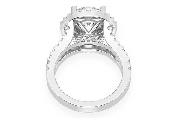 3.00ct Round Solitaire - Two Row Split - Diamond Engagement Ring - All Natural Vs Diamonds