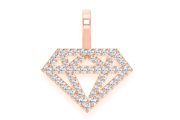 Diamond Silhouette Pendant 14k Solid Gold 0.35ctw