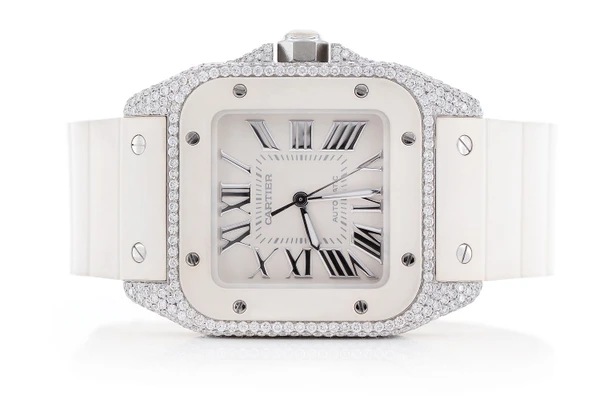Icebox - Cartier Santos De Cartier 100 Steel White Rubber