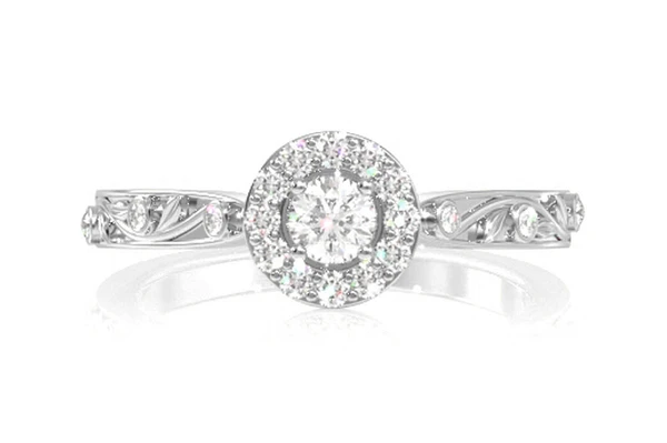 Halo Bezel Diamond Engagement Ring 0.25ctw - All Natural 