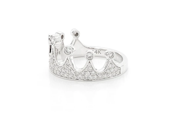 Crown Diamond Ring 14k Solid Gold 0.70ctw