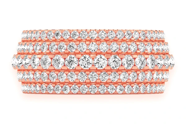 5 Row Round Diamond Band 14k Solid Gold 2.00ctw