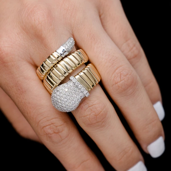 Diamond Wrap Around Snake Ring 14k Solid Gold 1.35ctw