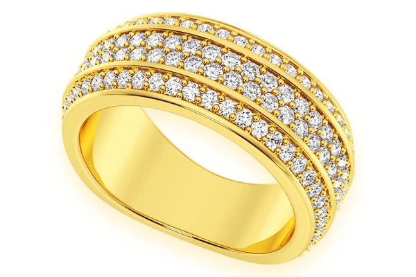 Four Row Beveled Diamond Band 14k Solid Gold 1.45ctw