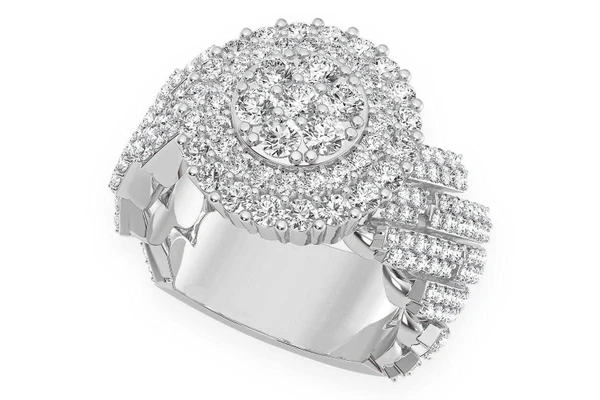 Double Halo Cuban Diamond Ring 14k Solid Gold 3.50ctw