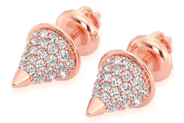 Bullet Point Diamond Earrings 14k Solid Gold 0.70ctw