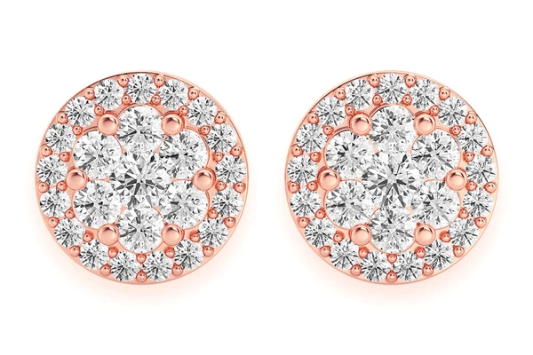 1.50ctw Flower Halo Stud Diamond Earrings 14k Solid Gold