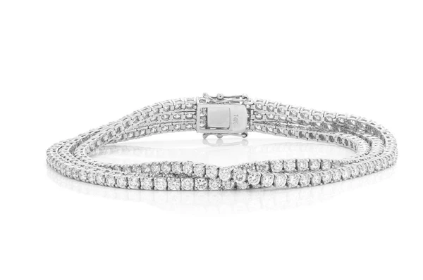 6pt Three Row Prong Set Diamond Tennis Bracelet 14k Solid Gold 12.75ctw