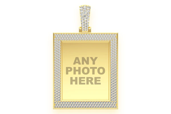 Rectangular Picture Diamond Pendant 14k Solid Gold 2.85ctw