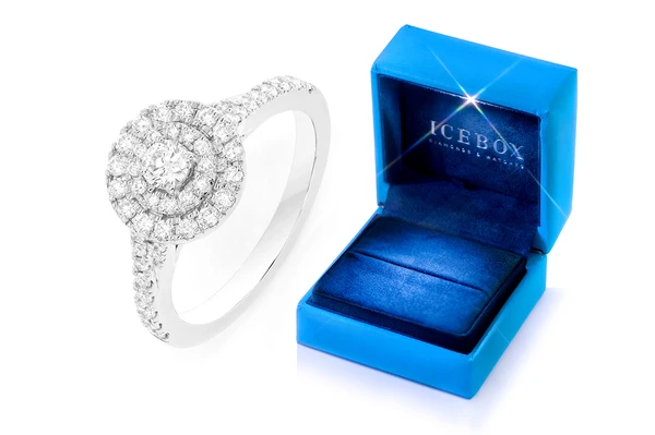 0.75ctw Round Double Halo - Diamond Engagement Ring - All Natural