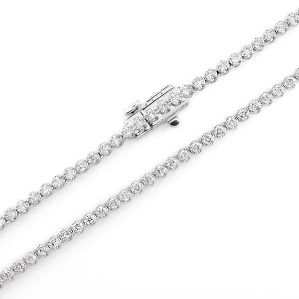 2pt Crown Set Diamond Tennis Necklace 14k Solid Gold 4.00ctw