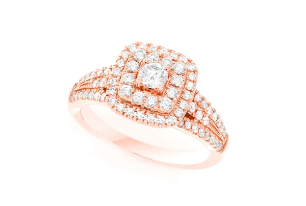0.75ctw - Cushion Two Tier Halo - Diamond Engagement Ring - All Natural