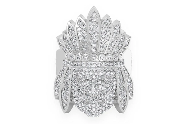 Native American Chief Diamond Ring 14k Solid Gold 1.70ctw