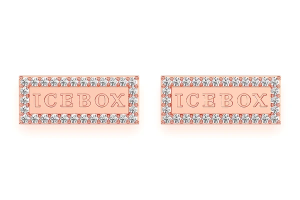 Icebox Bar Logo Stud Diamond Earrings 14k Solid Gold 0.20ctw