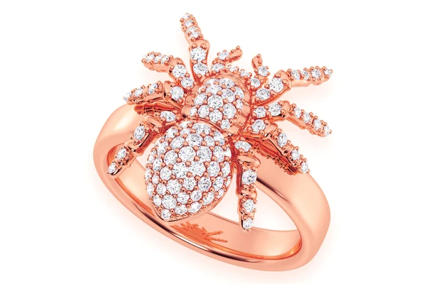 Spider Diamond Ring 14k Solid Gold 0.60ctw