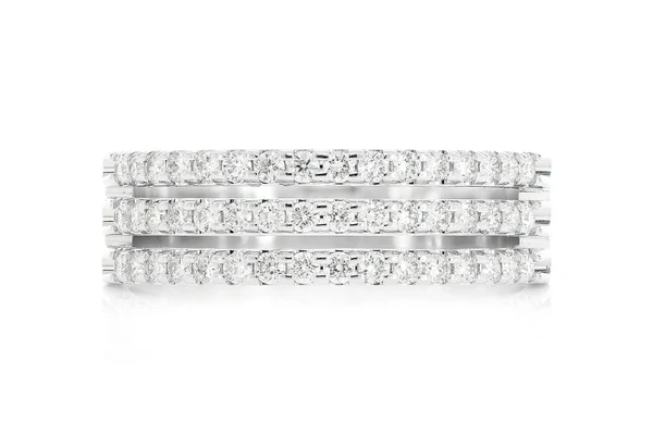 Three Row Split Diamond Band 14k Solid Gold 0.50ctw