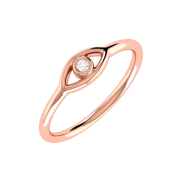 Evil Eye Ring 14k Solid Gold 0.05ctw 