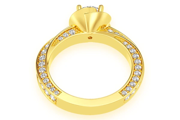 .75ct Round Solitaire - Floral Twist Halo - Diamond Engagement Ring - All Natural Diamonds