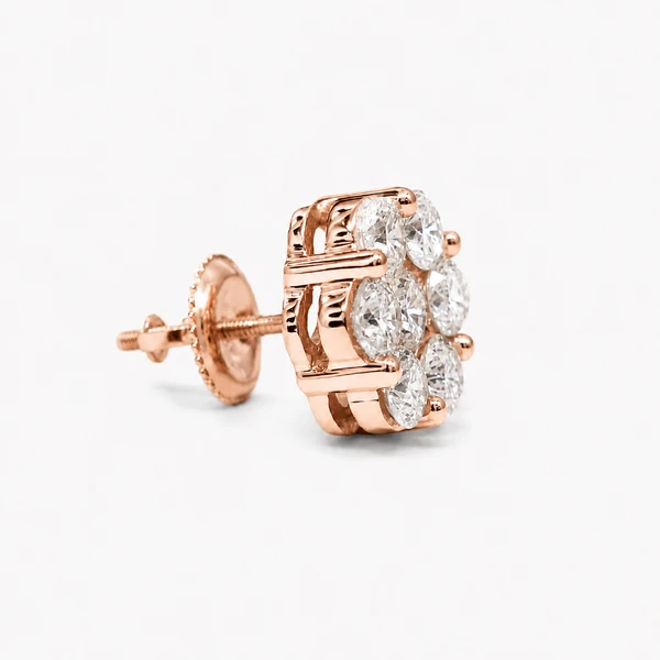Flower Stud Earrings 14k   4.00ctw