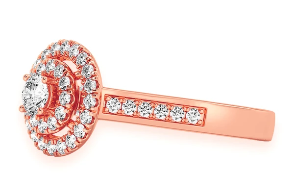 0.75ctw Round Double Halo - Diamond Engagement Ring - All Natural