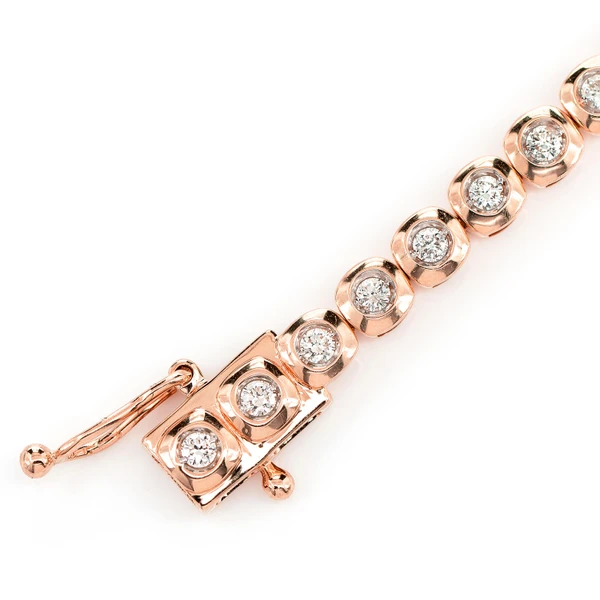 Square Diamond Bezel Diamond Link Bracelet 14k Solid Gold 1.30ctw 