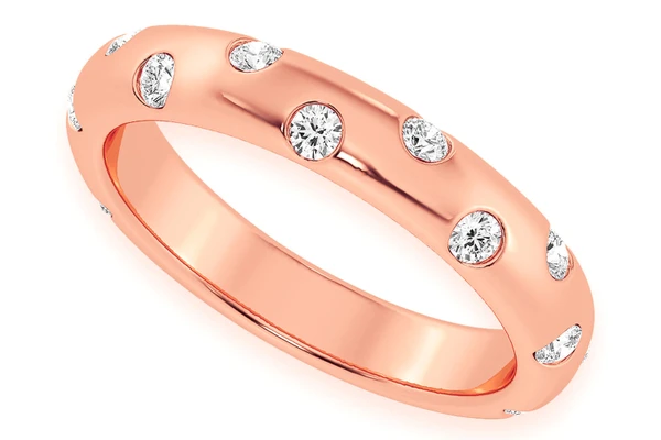 Staggered Bezel Set Diamond Band 14k Solid Gold 0.40ctw