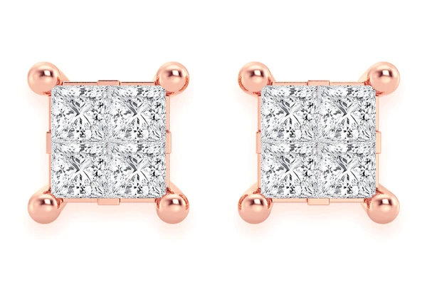 0.25ctw Quad Stud Diamond Earrings 14k Solid Gold 