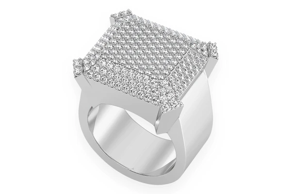 Babel Top Signet Diamond Ring 14k Solid Gold 2.00ctw