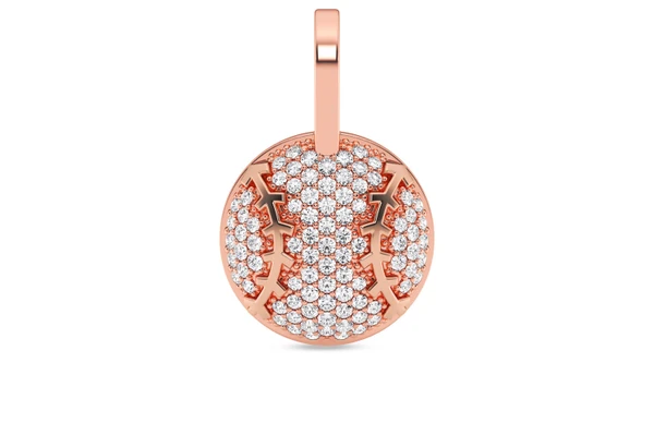 Baseball Diamond Pendant 14k Solid Gold 0.33ctw