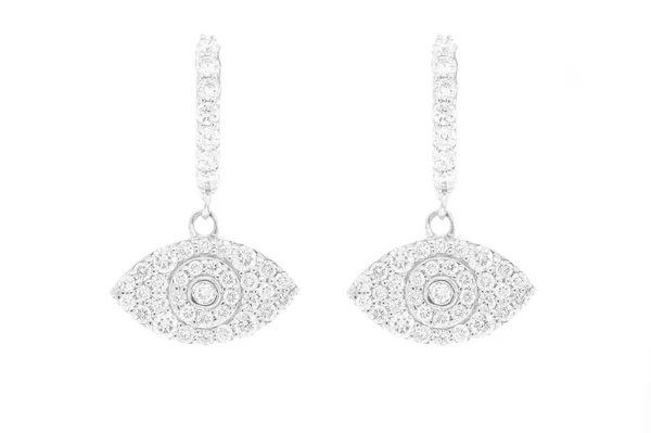 Evil Eye Dangling Hoop Diamond Earrings 14k Solid Gold 0.50ctw