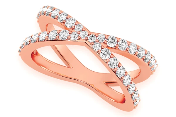 Crossover Diamond Ring 14k Solid Gold 0.60ctw