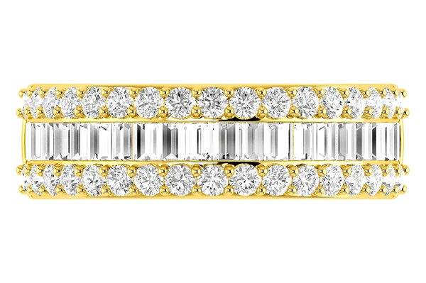 Border Baguette & Round Diamond Ring 14k Solid Gold 1.20ctw