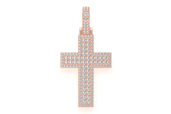 Border Cross Diamond Pendant 14k Solid Gold 4.50ctw
