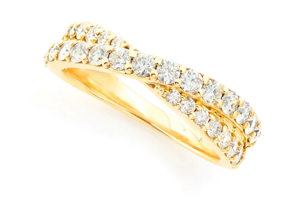 Crossover Diamond Ring 14k Solid Gold 1.00ctw