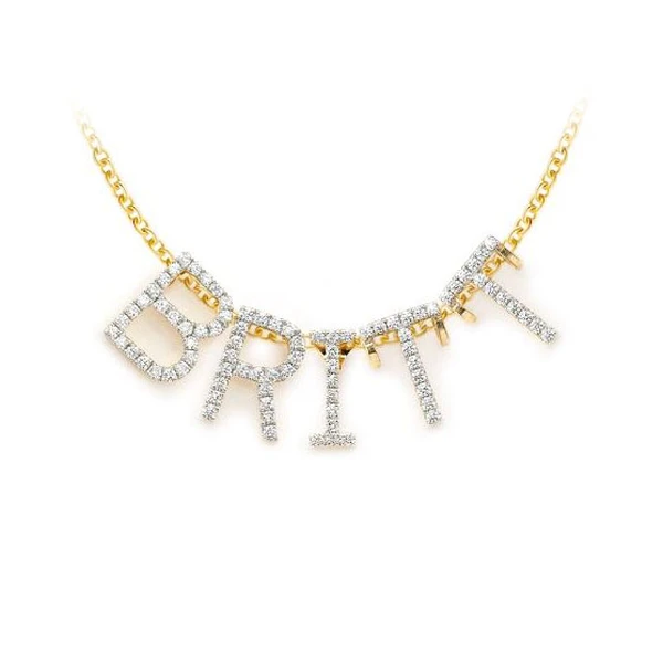 Letters & Numbers Diamond Pendant 14k Solid Gold .10ctw