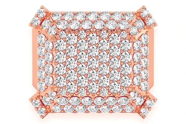 Emerald Shape Signet Diamond Ring 14k Solid Gold 2.30ctw