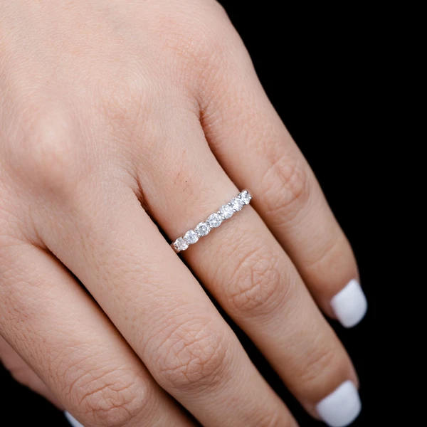 Seven Stone Shared Prong Diamond Band Ring 14k Solid Gold 0.50ctw